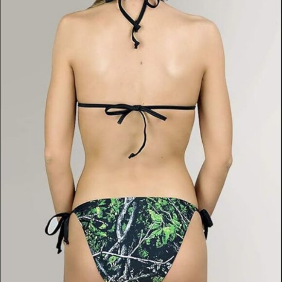 Moon Shine Camo Muddy Girl Camo Toxic Green Swimwear Bikini String Bathing Suit - Picture 2 of 2